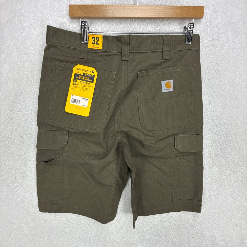 Carhartt Mens 32 Relaxed Fit Force Ripstop Cargo Work Shorts Khaki BS3643 - Picture 3 of 9